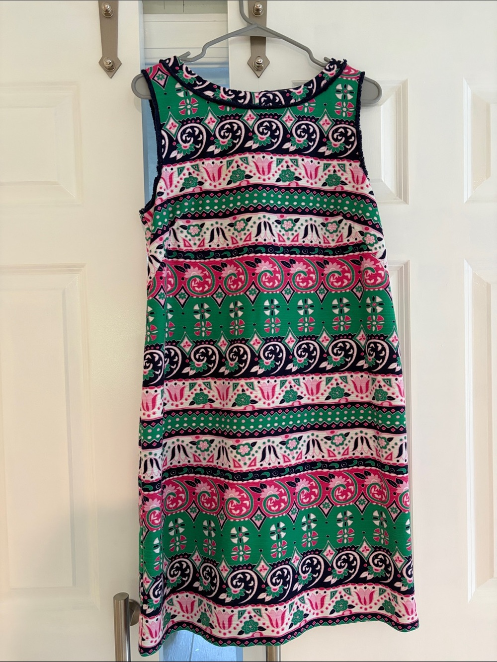 Talbots Green, Pink & Navy Printed Sleeveless Shift Dress
